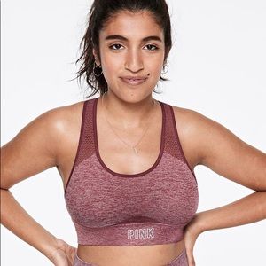 VS PINK SPORT Merlot Night Marl Seamless Lightly Lined Racerback Sports Bra